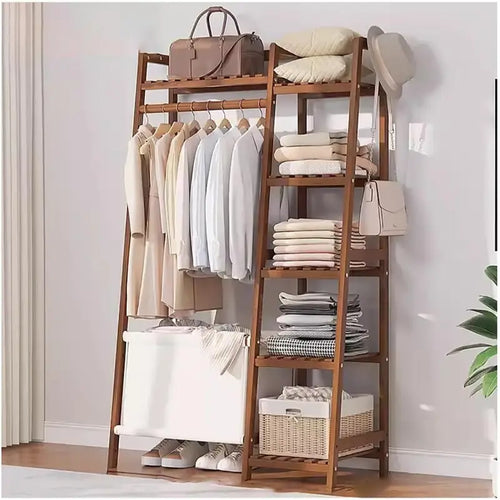 New material reinforcement versatile storage rack available in brown and tan with 5 side storage racks